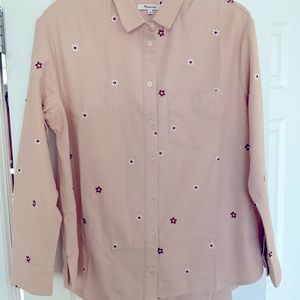 Madewell embroidered flannel shirt.